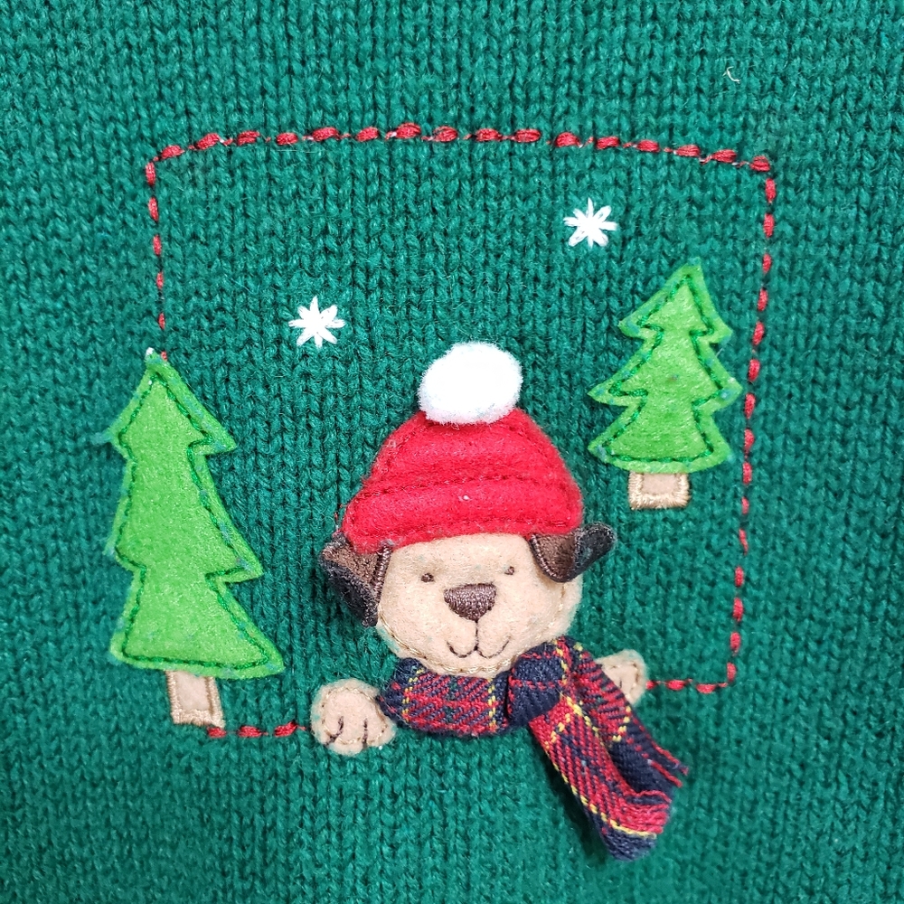 Good lad of Philadelphia vintage dog & pine trees Applique Winter sweater Sz 12M - Picture 2 of 7
